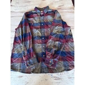 ROWM flannel shirt mens XL multicolor plaid long sleeve soft brushed cotton